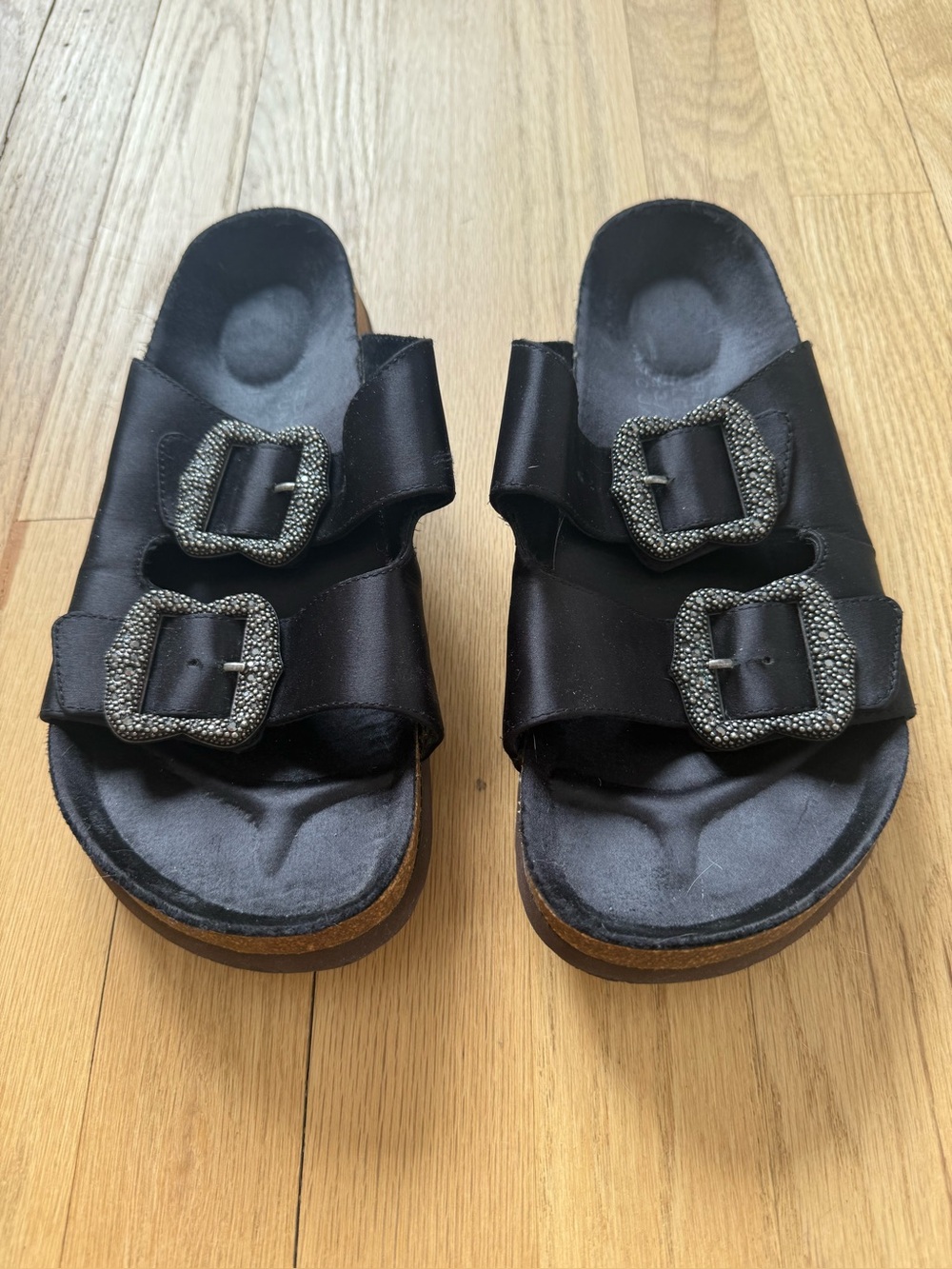 Marc Jacobs Birkenstock style Black Double Buckle Slide Sandals/Slides Sz 37